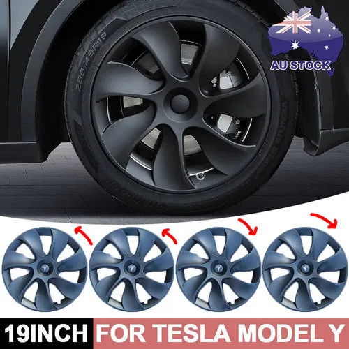 19” Gray Turbine Hub Caps, Wheel Cover 4PCS for Tesla Model Y