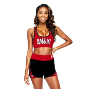 Am&Is Women's Activewear Sport Racerback Bra & Short Set - Red