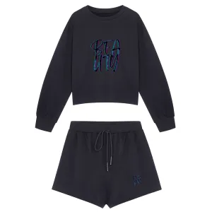 Beauty Cotton Long Sleeve Sports Shorts Outfit Set