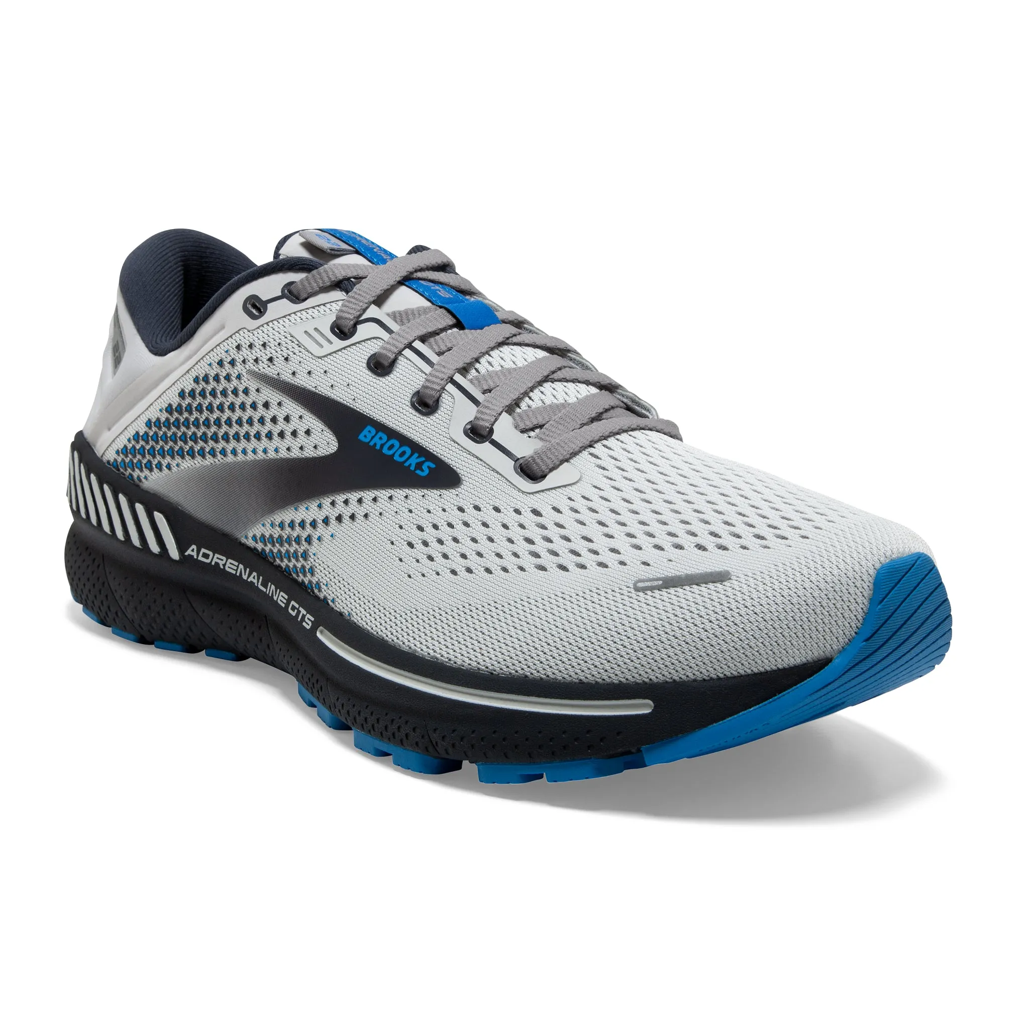 Brooks Men's 110366 023 Adrenaline GTS 22  Oyster/India Ink/Blue Cushion Support Running Shoes