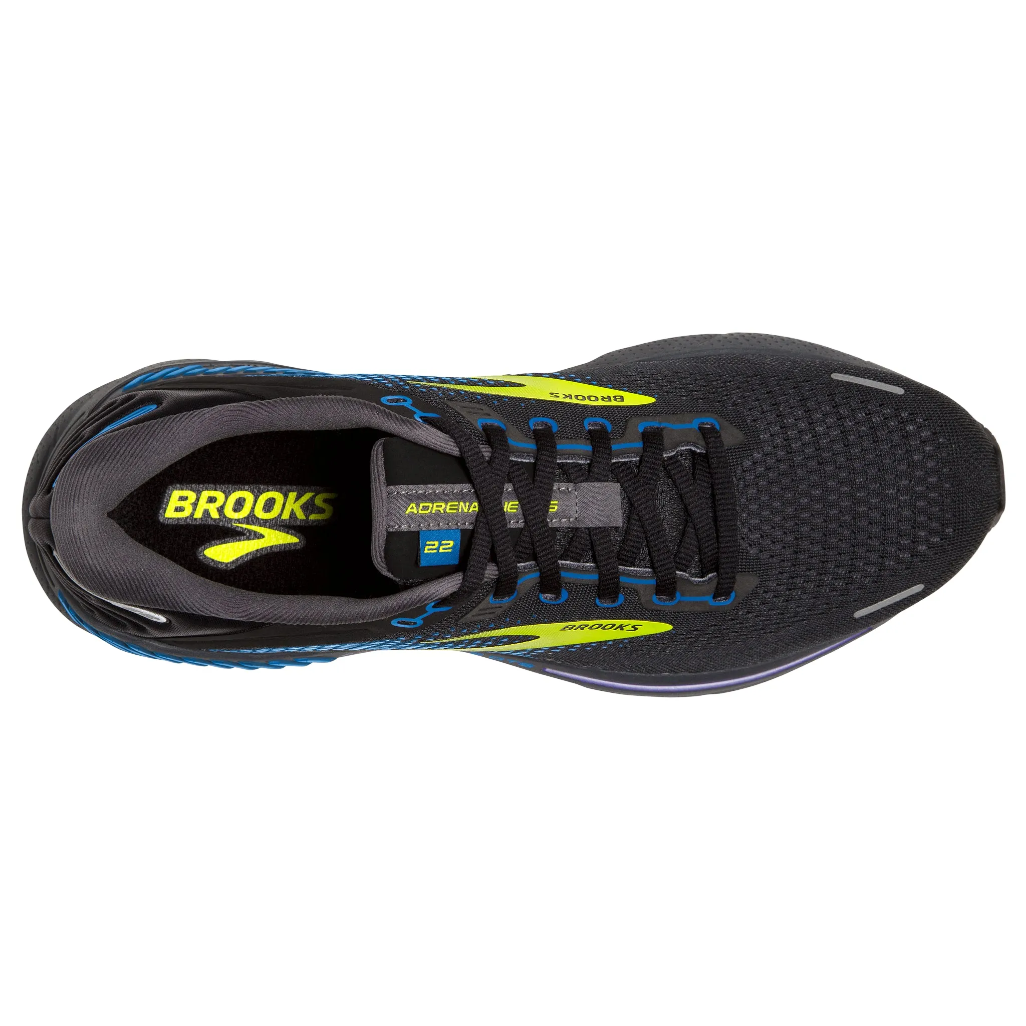 Brooks Men's 110366 069 Adrenaline GTS 22 Black/Blue/Nightlife Cushion Support Running Shoes