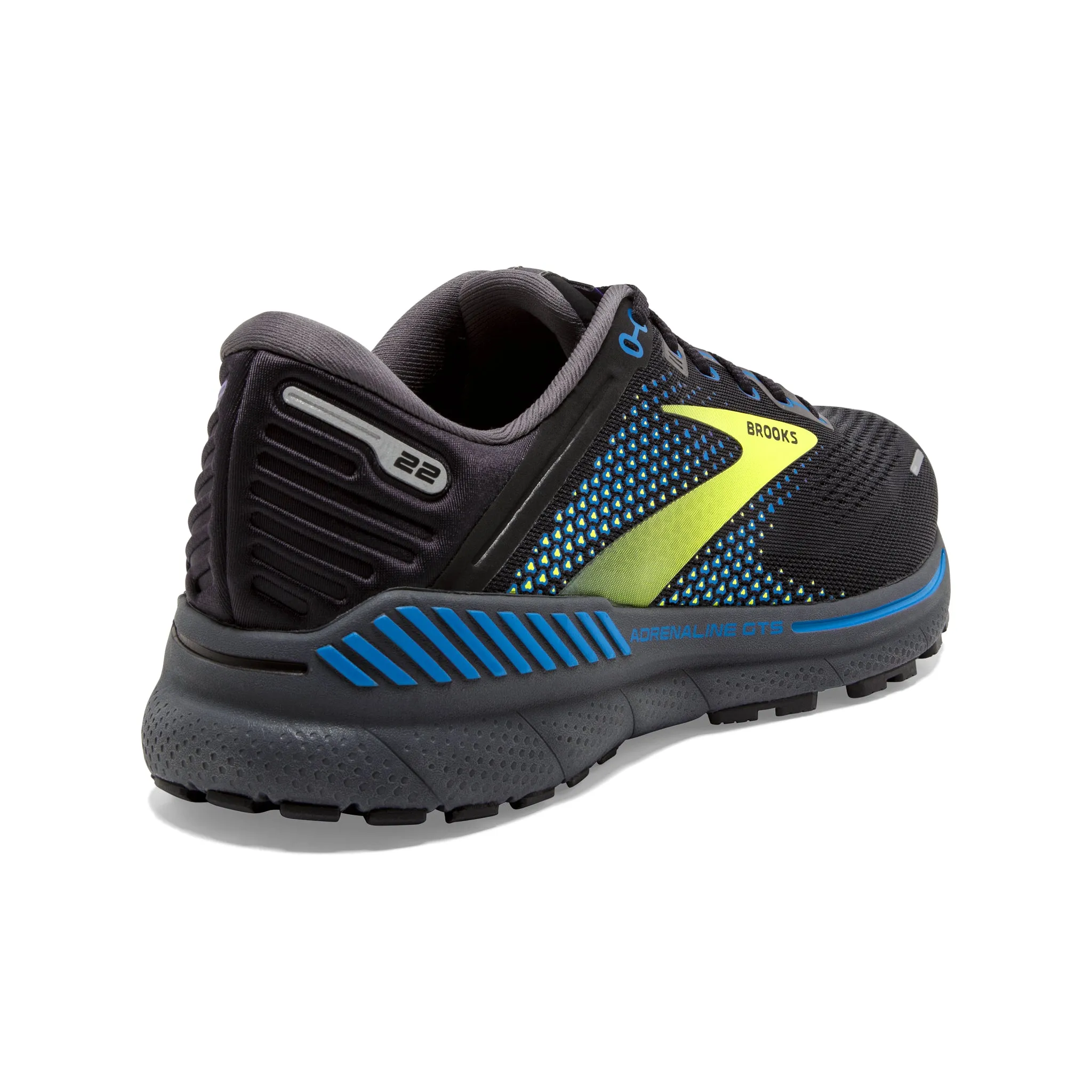 Brooks Men's 110366 069 Adrenaline GTS 22 Black/Blue/Nightlife Cushion Support Running Shoes