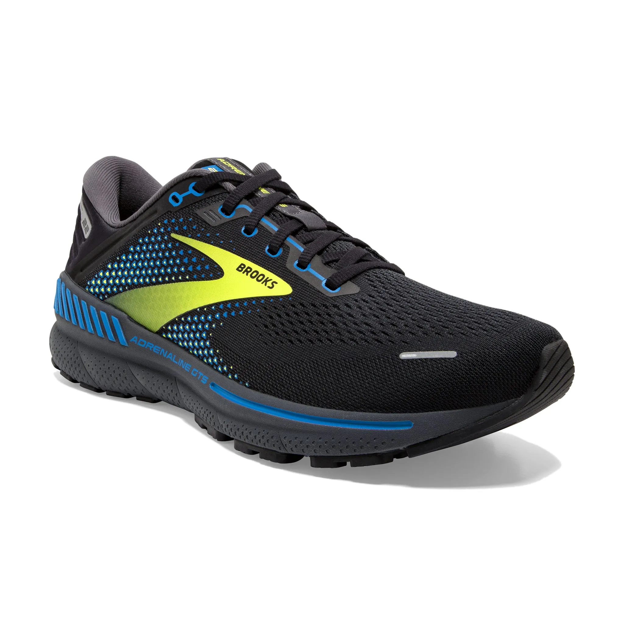 Brooks Men's 110366 069 Adrenaline GTS 22 Black/Blue/Nightlife Cushion Support Running Shoes