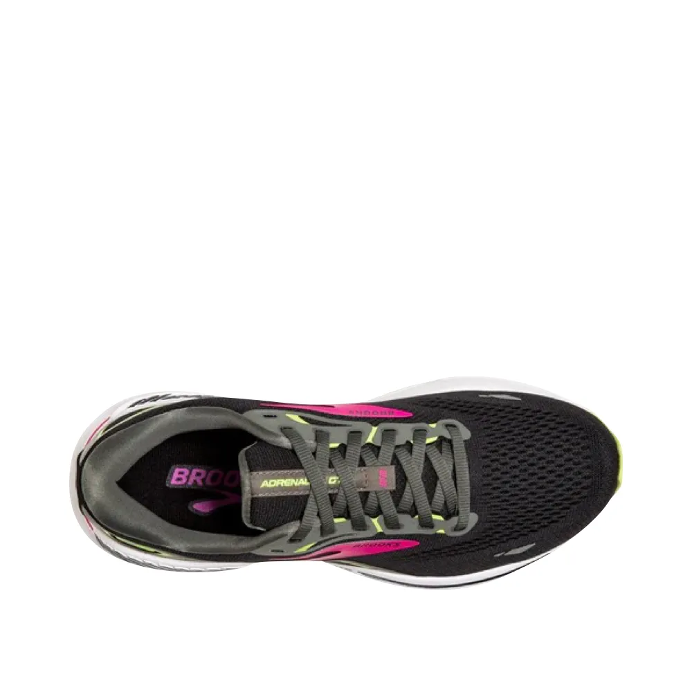 Brooks Women's Adrenaline GTS 23 Sneaker in Black/Gunmetal/Sharp Green