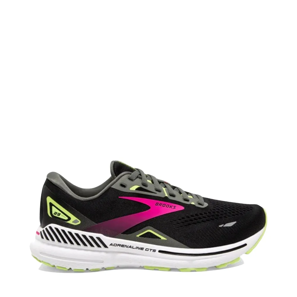 Brooks Women's Adrenaline GTS 23 Sneaker in Black/Gunmetal/Sharp Green