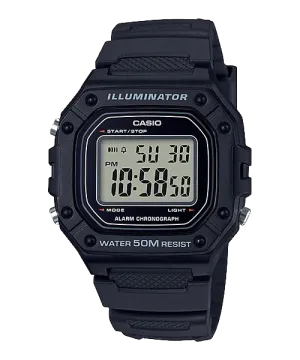 Casio Standard Digital Black Resin Band Watch W218H-1A W-218H-1A