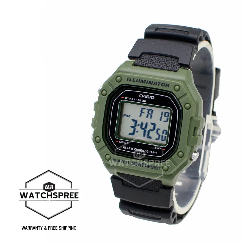 Casio Standard Digital Black Resin Band Watch W218H-3A W-218H-3A