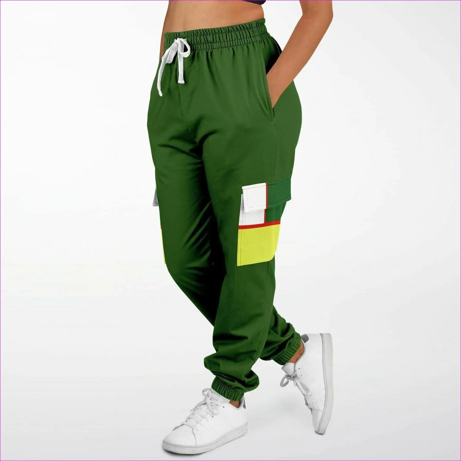 Color Block Astute Premium Cargo Sweatpants in Green