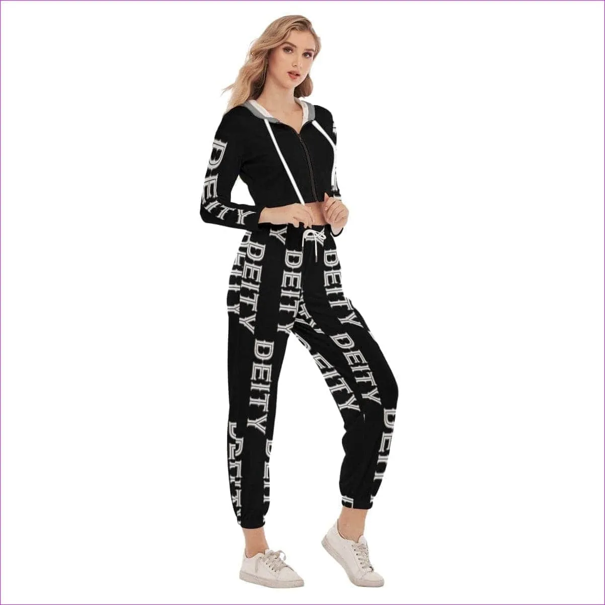 Deity Womens Crop Hoodie Sports Sets