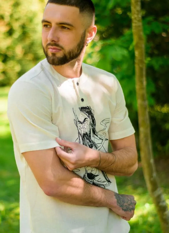 Embroidered men's shirt with short sleeves