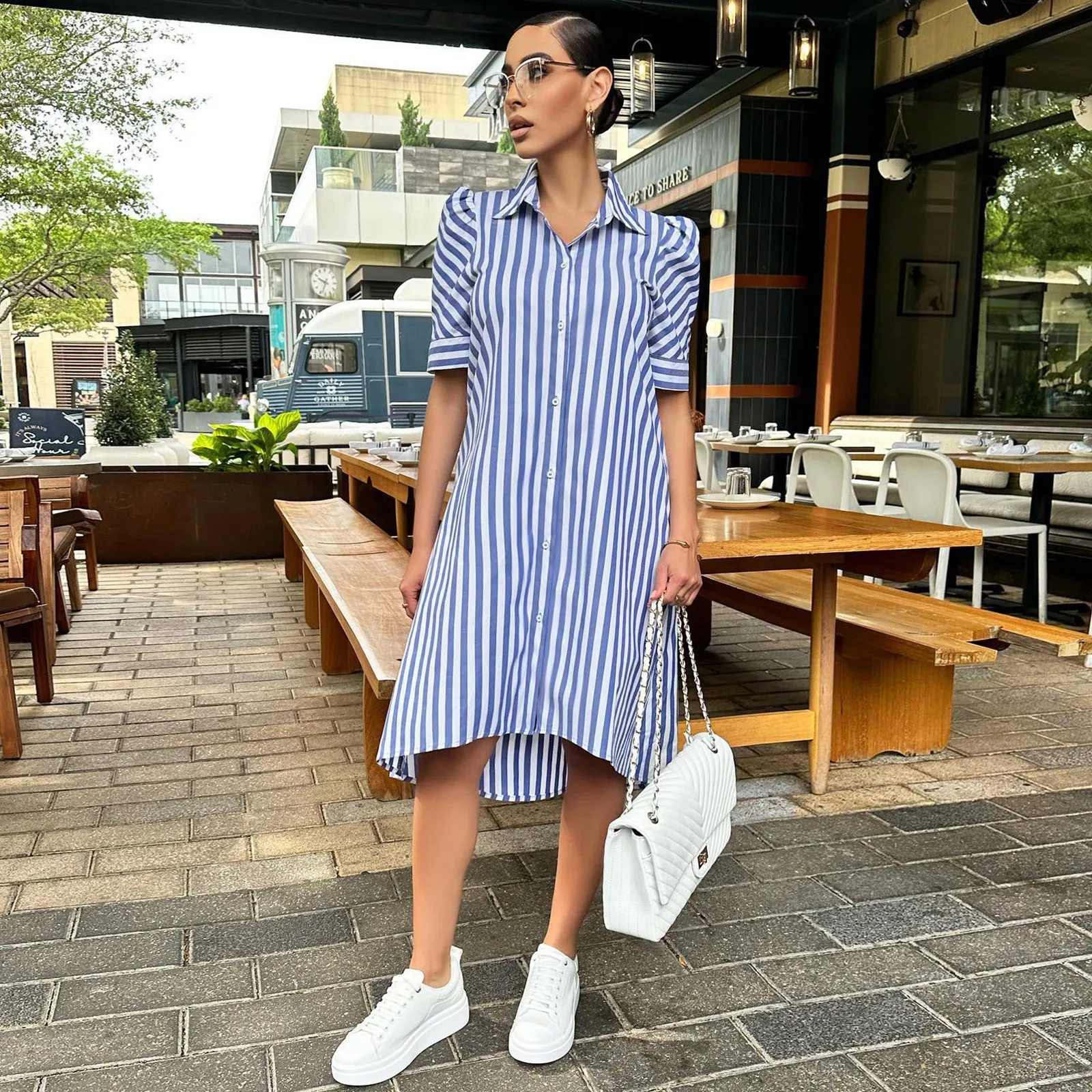 Fashion casual striped shirt and dress AY2801