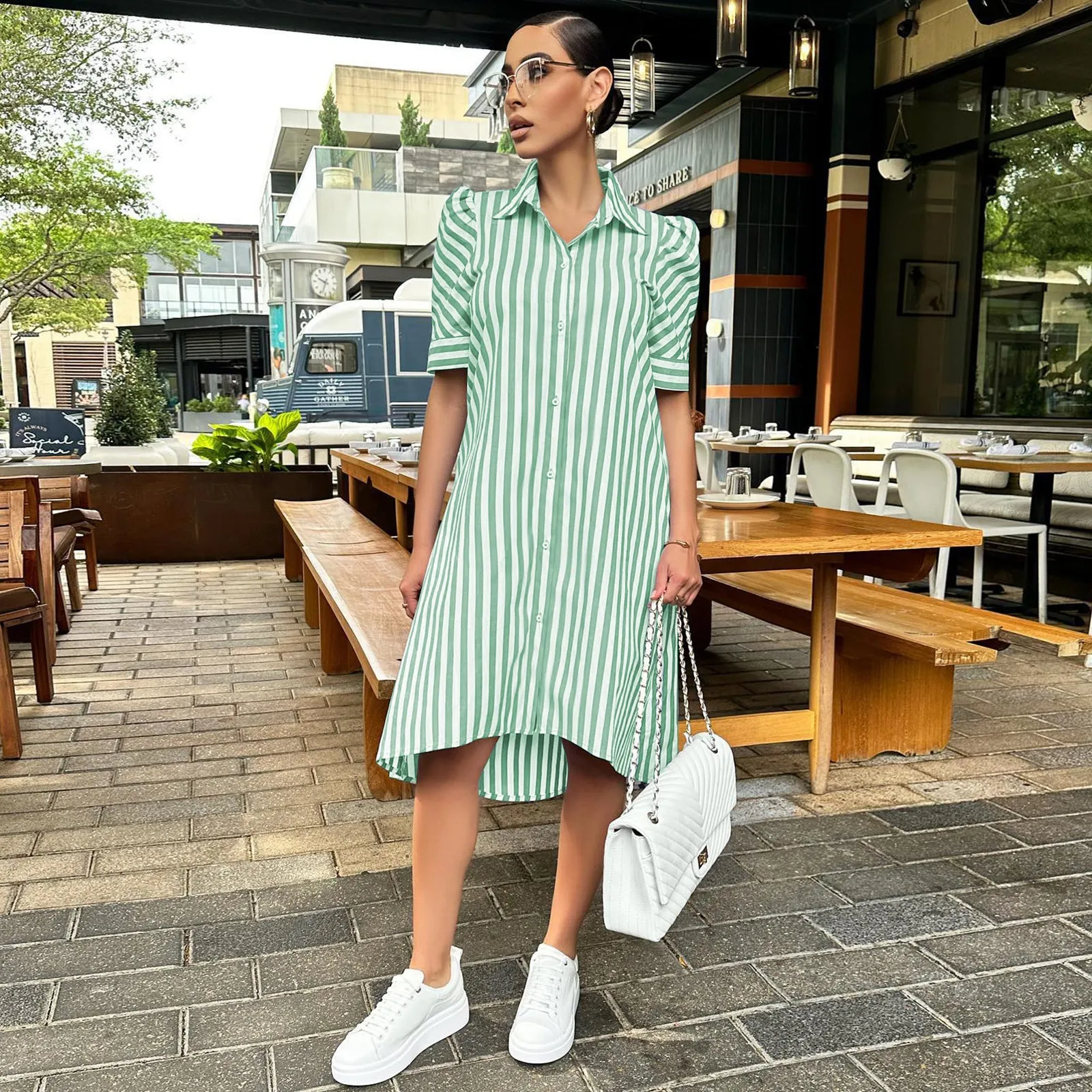 Fashion casual striped shirt and dress AY2801