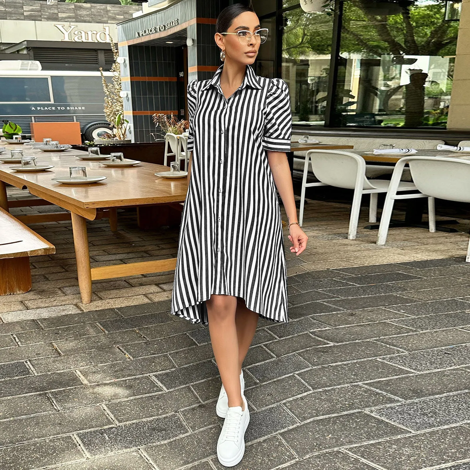 Fashion casual striped shirt and dress AY2801