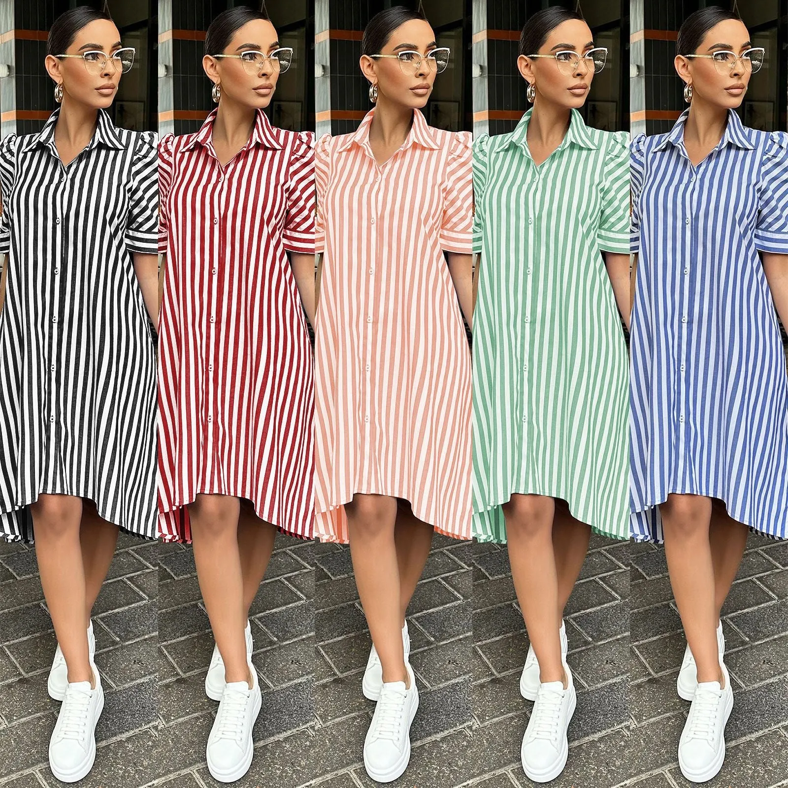 Fashion casual striped shirt and dress AY2801