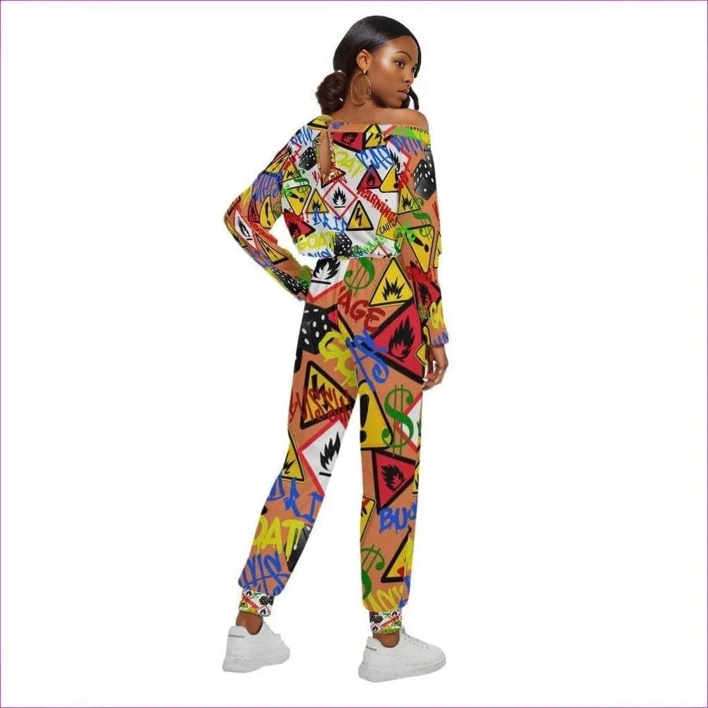 Hazard Womens Off-Shoulder Jumpsuit