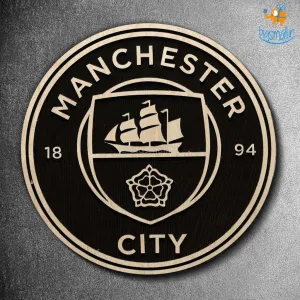 Manchester City Engraved Wooden Crest