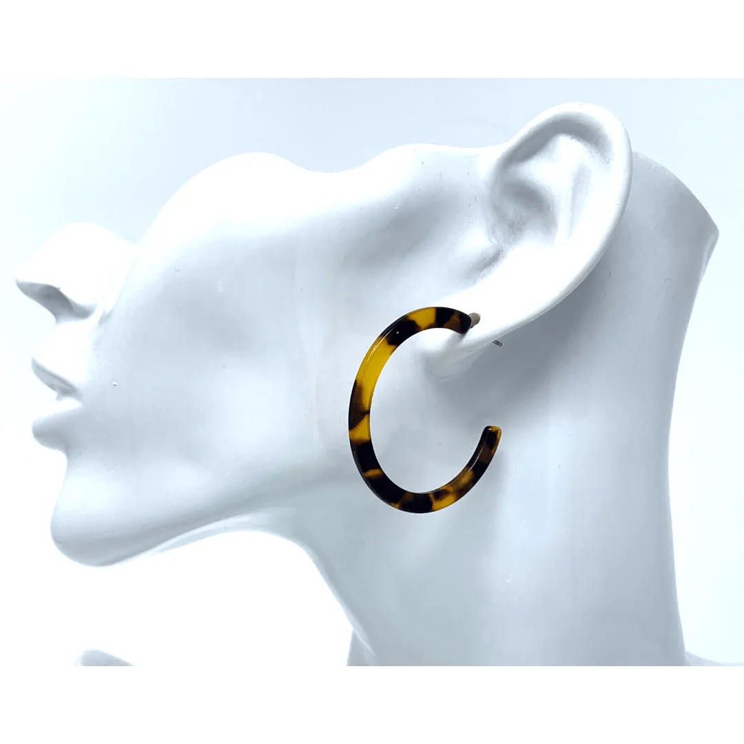 Resin Tortoise Shell Hoop Earrings