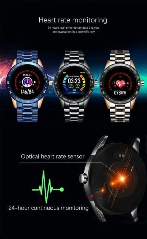 Smart Watch Heart Rate Blood Pressure Monitor Steel Band