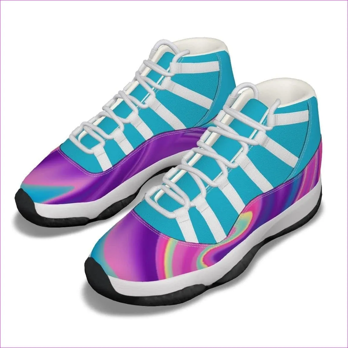 Tie-Dye Cotton Candy Air Blue Women's High Top Basketball Shoes