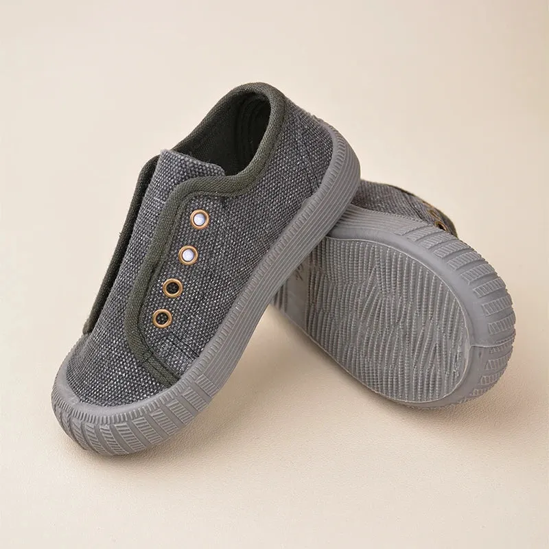 Unisex Toddlers Fashion Slip-on Comfortable Canvas Button Eye Anti Slip Breathable  Sneakers  Kids Casual Sports  Shoes E8063