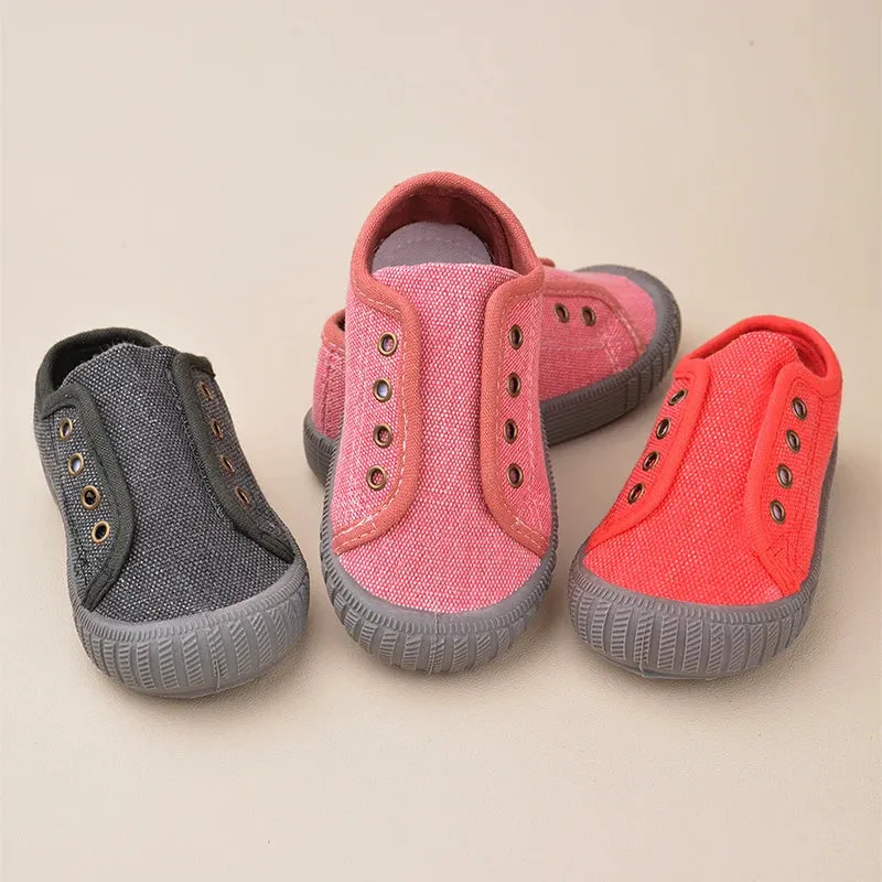 Unisex Toddlers Fashion Slip-on Comfortable Canvas Button Eye Anti Slip Breathable  Sneakers  Kids Casual Sports  Shoes E8063