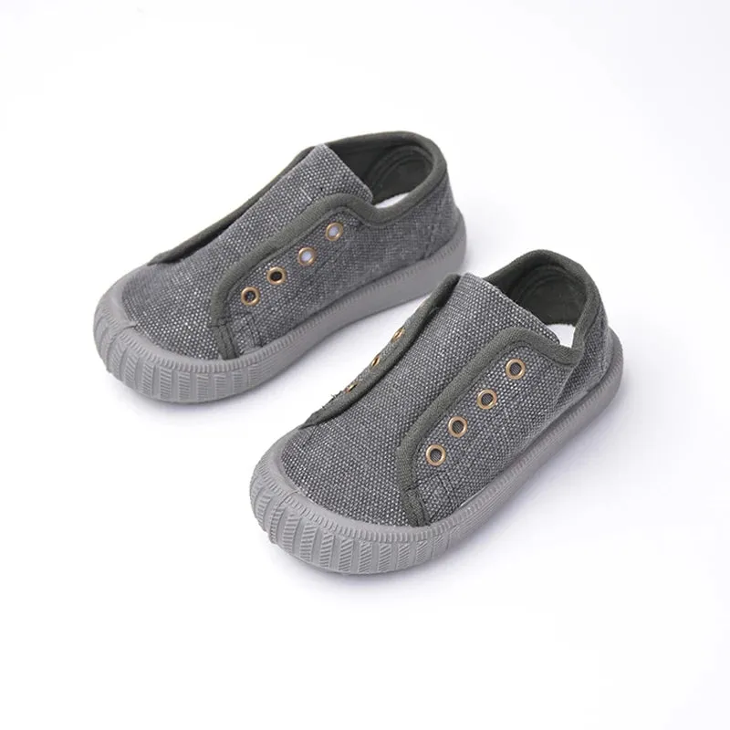 Unisex Toddlers Fashion Slip-on Comfortable Canvas Button Eye Anti Slip Breathable  Sneakers  Kids Casual Sports  Shoes E8063