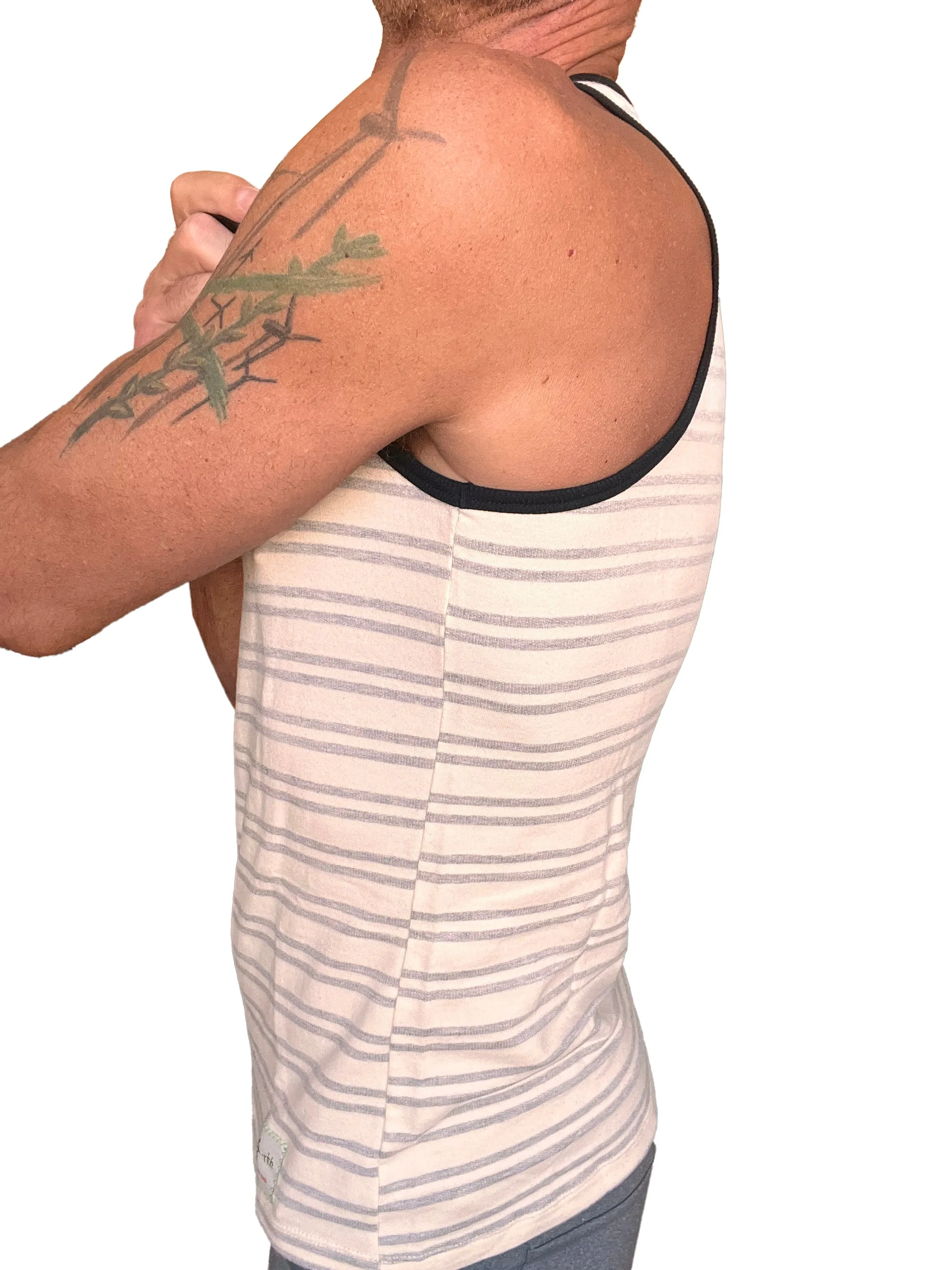 Yummy Nautical Fleece Sustain Tank Top (Light Gray Stripe)